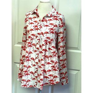 Entro Flamingo button up blouse